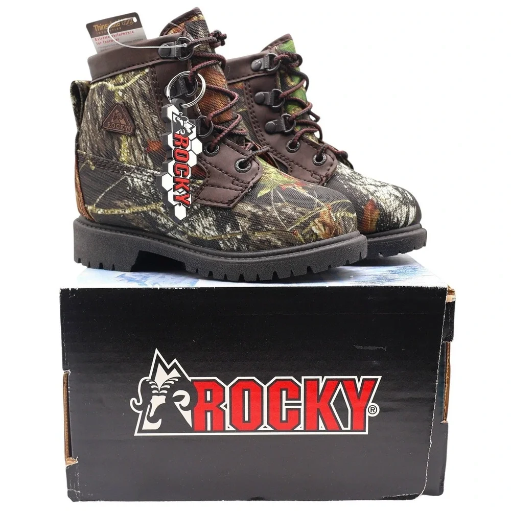 Rocky Bear Claw Boots Kids 10W Brown Camo Thinsulate Hunting Outdoor FQ0003410